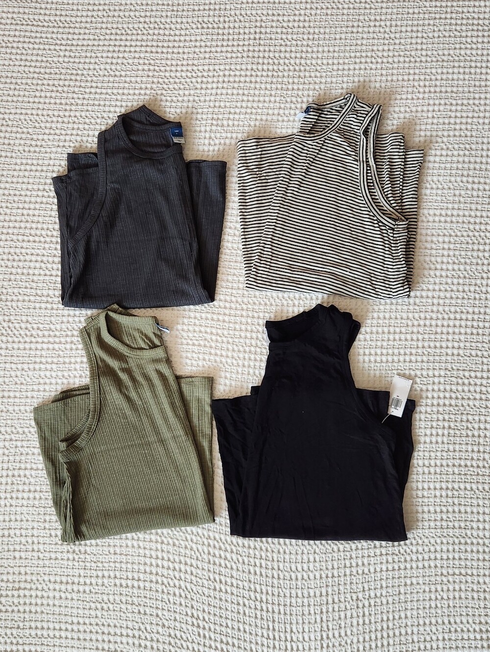 Old Navy Women's Tank Tops - Black, Olive Green, Charcoal, Black/White Stripe